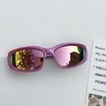 Detail of purple-pink metallic sports sunglasses with colorful reflective mirror lenses - Purple Silver