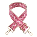Tracolla jacquard a rombi rosa e beige da 5 cm con ganci in metallo dorato - Chiusura in Argento / L3-Bianco Rosa Rosso