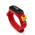 Kids LED watch with red silicone strap and 3D cartoon Iron Man figure on the band - Red Steel Hero