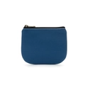 Minimalist blue canvas coin purse with durable metal zipper and white stitching - Sapphire Blue
