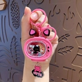Pink cartoon retro TV keychain with cute black cat and glitter charms for bags - Pink Cat Chef