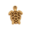 Golden turtle pendant in vintage matte metal with hollow shell design for DIY jewelry - Sea Turtle / Gold
