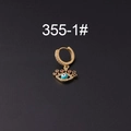 Gold huggie hoop earrings with evil eye pendant and micro-inlaid colorful zircons - Evil Eye Style (355-1#)