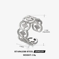 Silver stainless steel roman style hollow geometric adjustable ring in 0.9cm width - Steel Color Geometric Ring