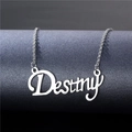 Collier en acier inoxydable argenté poli avec pendentif Destiny sur support mat - Style Destiny (XL222)