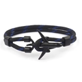 Braided nautical bracelet with black airplane clasp in navy blue and black paracord - Black Blue Mixed (Dual Hole-12)