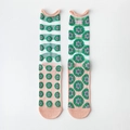 Calze trasparenti in seta di vetro rosa da donna con ricami floreali vintage e motivi retro - Taglia unica / Floreale a Punta Rosa