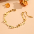 Bracelet double couche en acier inoxydable plaqué or 18 carats avec chaîne serpent et étoiles - Doré