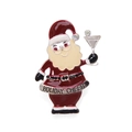Christmas Santa Claus alloy enamel brooch with Holiday Cheer text and rhinestones - Santa Cheering