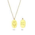Golden stainless steel April Daisy pendant necklace with fine floral engraving - April (Daisy)