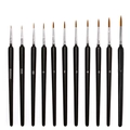 11pcs fine detail paint brush set with black matte triangular handles for art painting - Black / 11-piece Set (round Rod)