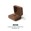 Boîte à bagues en velours marron avec couvercle à clapet, mesurant 6,4x5,2x3,6 cm - Boîte à bague / Brun