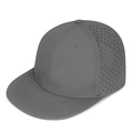Dark grey flat brim hip hop hat with laser perforated breathable holes and adjustable strap - Dark Gray