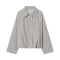 Giacca bomber corta grigia gessata con cerniera e orlo elastico per donna - XS / Tops