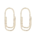 Minimalist gold safety pin earrings with pave crystals in a modern geometric style - Pave Rhinestone Paperclip Style / Light Gold (DZ-872)
