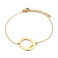 Elegant gold stainless steel bracelet featuring a minimalist letter Q charm and adjustable link chain - Letter Q(KB116116-K)
