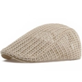 Beige ademende mesh platte pet met geweven hol ontwerp voor casual zomerstijl - Verstelbaar / Khaki