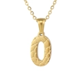 Minimalist 18K gold stainless steel necklace with textured number 0 pendant for women - Letter O / Gold