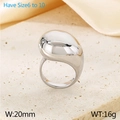 Bague goutte d'eau en acier inoxydable argenté, large design organique poli - Couleur Acier Lisse