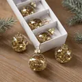 Set of 6 clear 4cm Christmas glass ornaments with sparkling gold star sequin filling - Gold Star Sequins (Style E) / Set of 6