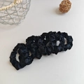 Set of 5 premium black satin scrunchies with elegant silk texture and high elasticity - 12Pcs Regular Black Set