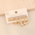 Detailed view of three pairs of gold stainless steel heart and butterfly stud earrings - 6# Butterfly Shape Set (3 Pairs)