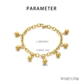Detalle de la pulsera de acero inoxidable en oro de 18K con parámetros de medida - Estilo de Bola Redonda Dorada (KB169317-Z)