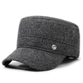 Gorra militar de tweed gris oscuro para hombre con hebilla metálica decorativa - Ajustable / Gris