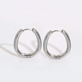 Minimalist silver horseshoe U-shaped chunky hoop earrings with a sleek metallic finish - Pointed Oval / Silver
