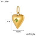 Detail view of heart pendant with green zircon gemstone, size 1.3x1.0cm and 2.6g weight - Gold Green Zircon Heart / 1.3cmx1.0cm