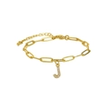 18k gold plated paperclip chain bracelet featuring a zircon micro-pave letter J pendant - Letter J