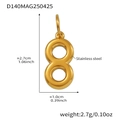 Macro detail of a 18k gold plated stainless steel figure 8 pendant with dimensions - Number 8 Pendant / Gold