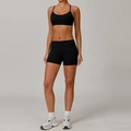 Ensemble de sport noir pour femme avec short de yoga taille haute et brassière - S / Haut Et Bas / Soutien-gorge + Short / Noir Premium
