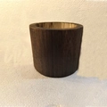 Minimalist cylindrical dark wood base for glass vase with natural grain finish - Single Wood Base