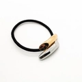 Minimalist elastic ponytail holder with geometric gold and silver metal dual-tone tubes - Dual-Color Two Bars