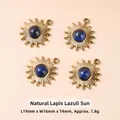 Ciondolo sole in lapislazzuli naturale con base in acciaio inossidabile dorato - Lapislazzuli naturale Sunburst