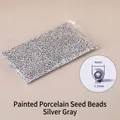 Baked ceramic glass beads in silver grey finish, size 4mm for DIY jewelry making - Silver Grey 4mm