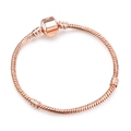 3mm rosévergoldetes Schlangenketten-Armband mit klassischem Zylinderverschluss für DIY - 17cm / Fassverschluss Roségold