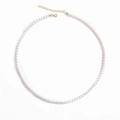 Elegant white pearl necklace with golden clasp and adjustable extension chain - Pearl Necklace