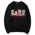 Black Christmas hoodie featuring festive cup print and Christmas Cheer Fuel text - S / Style 313 / Black