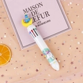 White unicorn multi-color retractable ballpoint pen with 3D blue and yellow ornament - White Moon Unicorn