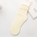 Minimalist cream white ribbed mid-calf socks with vintage slouchy velvet texture - One Size / Creamy White