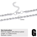 Detail of 5mm silver twist rope chain necklace made of platinum-plated copper with lobster clasp - Silver (5.0mm)