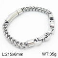 Men's stainless steel dragon bone chain bracelet with H-link design and 215mm length - Steel Color (KB180288-KFC)