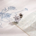 Silver cat paw cartilage stud earring featuring sparkling clear heart cubic zirconia - White
