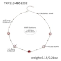 Silver stainless steel necklace with red glass stone pendant and dimension specifications - Chain Only / Steel Red Mix