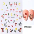 Pink French style nail stickers featuring mushroom and star patterns model STZ-CS241 - STZ-CS241 Mushroom Moon Star