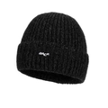 Winter thermal charcoal black knitted beanie with BACK label and fleece lining - Hat Only / Black