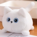 Cute white plush cat toy with blue embroidered eyes and wagging tail for children - White Cat 11cm