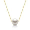 Collana minimalista in argento S925 con perla d'acqua dolce bianca su una catena dorata - Cilindro / Oro Giallo K
